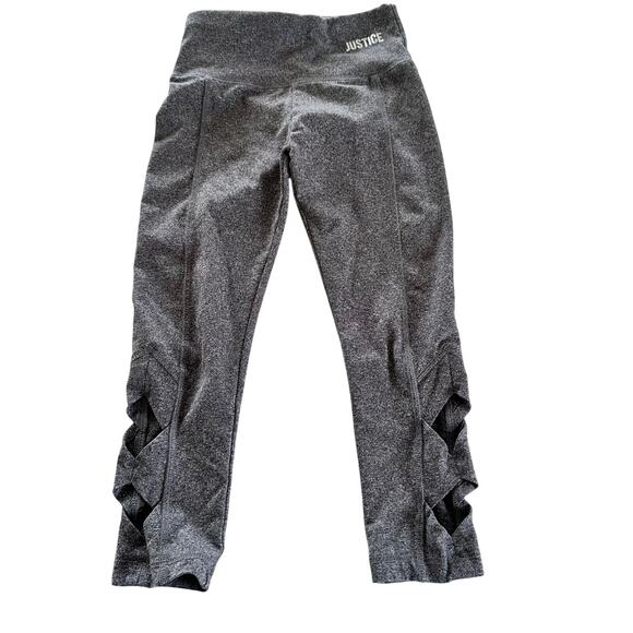 Justice Girls Gray Cropped Athletic Leggings - Size 8 - Picture 1 of 5
